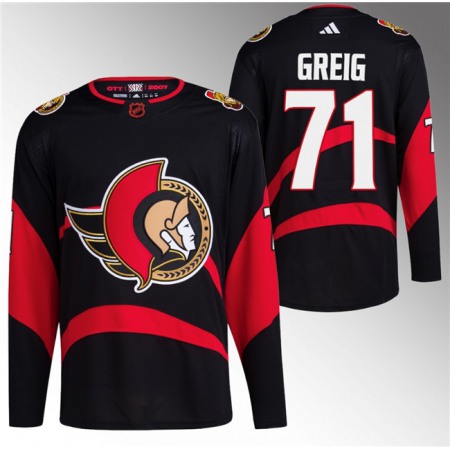 Men's Ottawa Senators #71 Ridly Greig Black Reverse Retro Stitched Jersey