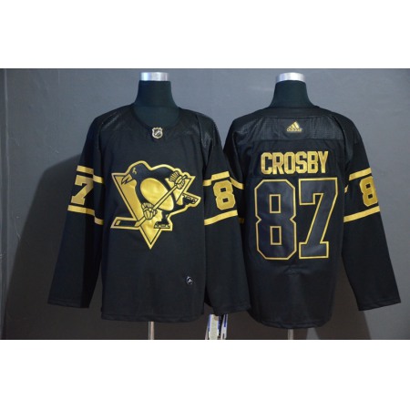 Men's Pittsburgh Penguins #87 Sidney Crosby Black Golden Stitched NHL Jersey