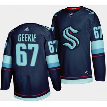 Men's Seattle Kraken #67 Morgan Geekie Navy Stitched Jersey