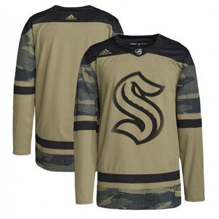 Men's Seattle Kraken Blank Olive Salute To Service Stitched Jersey