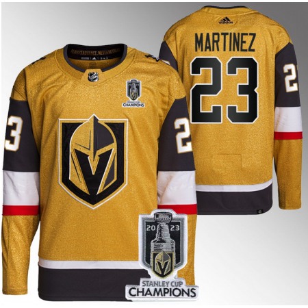 Men's Vegas Golden Knights #23 Alec Martinez Gold 2023 Stanley Cup Champions Stitched Jersey