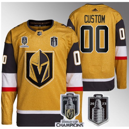 Men's Vegas Golden Knights Custom Gold 2023 Stanley Cup Final And Champions Patch Stitched Jersey