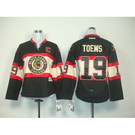 Blackhawks #19 Janathan Toews Black Women's New Third Stitched NHL Jersey