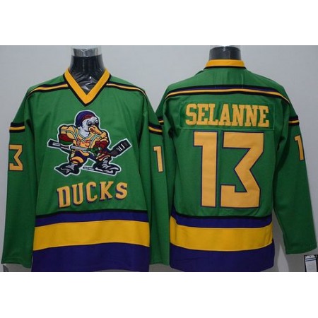 Ducks #13 Teemu Selanne Green CCM Throwback Stitched NHL Jersey