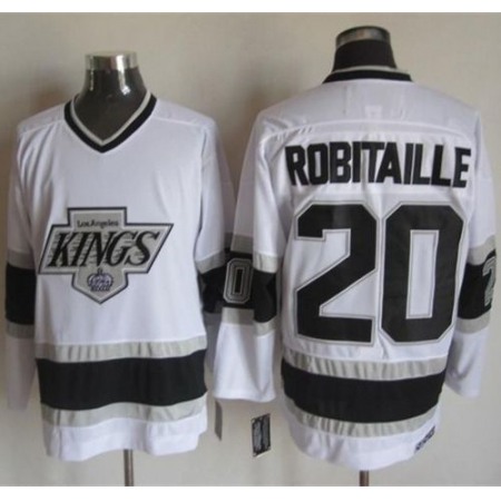 Kings #20 Luc Robitaille White CCM Throwback Stitched NHL Jersey