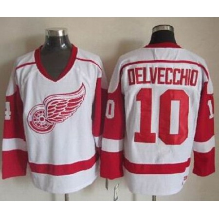 Red Wings #10 Alex Delvecchio White CCM Throwback Stitched NHL Jersey