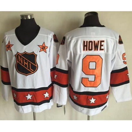 Red Wings #9 Gordie Howe White/Orange All Star CCM Throwback Stitched NHL Jersey