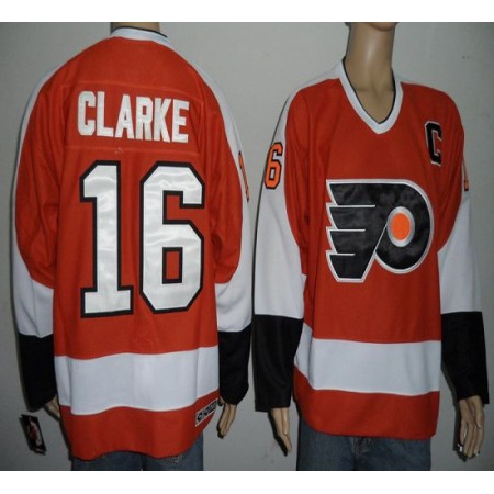 Flyers #16 Bobby Clarke Orange Stitched NHL Jersey