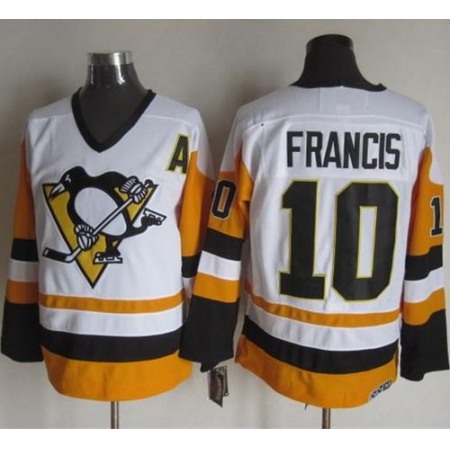 Penguins #10 Ron Francis White/Black CCM Throwback Stitched NHL Jersey