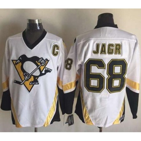 Penguins #68 Jaromir Jagr White CCM Throwback Stitched NHL Jersey