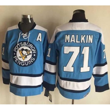 Penguins #71 Evgeni Malkin Blue Alternate CCM Throwback Stitched NHL Jersey