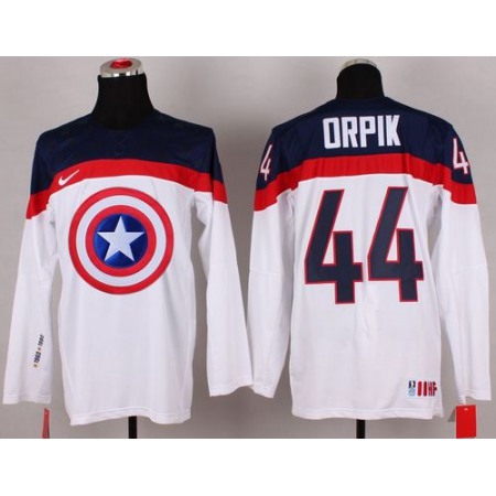 Olympic Team USA #44 Brooks Orpik White Captain America Fashion Stitched NHL Jersey