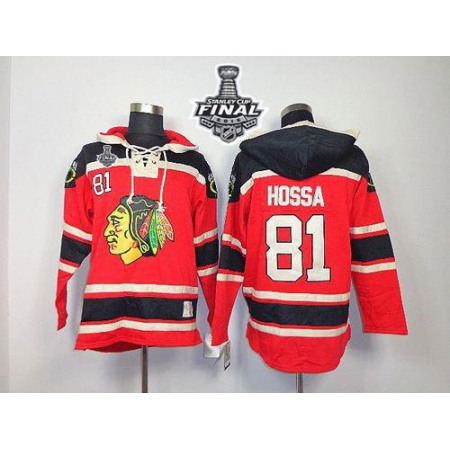 Blackhawks #81 Marian Hossa Red Sawyer Hooded Sweatshirt 2015 Stanley Cup Stitched NHL Jersey