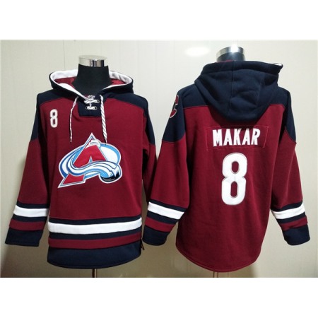 Men's Colorado Avalanche #8 Cale Makar Burgundy All Stitched Sweatshirt Hoodie