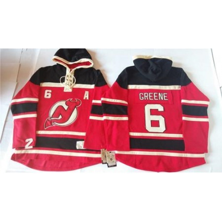 Devils #6 Andy Greene Red Sawyer Hooded Sweatshirt Stitched NHL Jersey