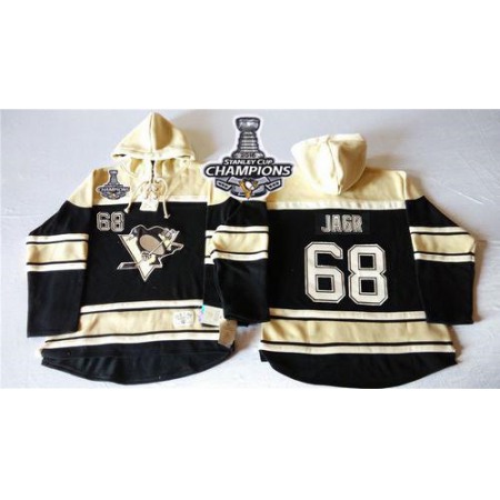 Penguins #68 Jaromir Jagr Black Sawyer Hooded Sweatshirt 2016 Stanley Cup Champions Stitched NHL Jersey