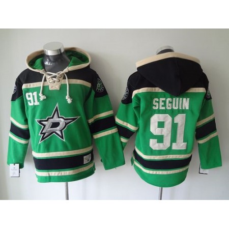 Stars #91 Tyler Seguin Green Sawyer Hooded Sweatshirt Stitched NHL Jersey